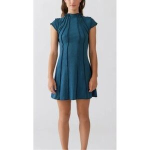 Urban Outfitters Rishe Seamed Mini Blue/Teal Dress Sz Small NWT!